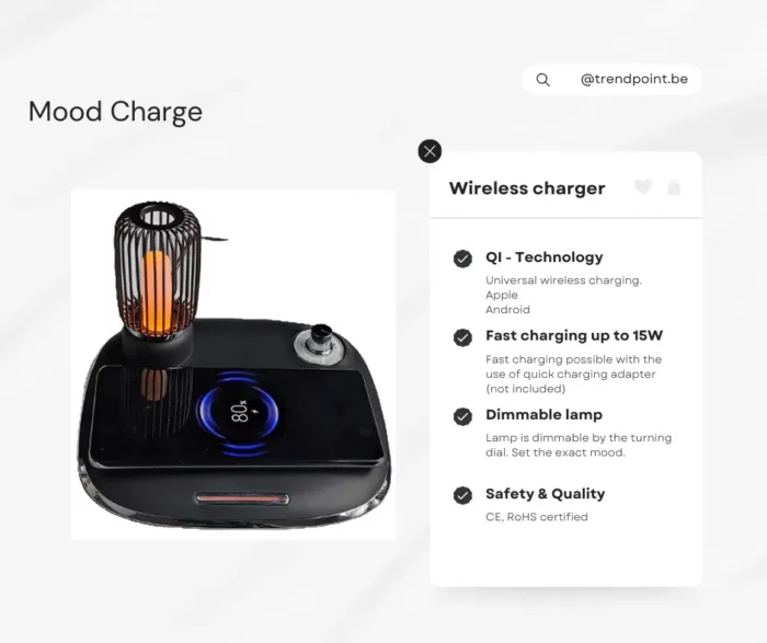 Mood Charge Draadloze smartphone oplader met dimbaar sfeerlamp - Afbeelding 2